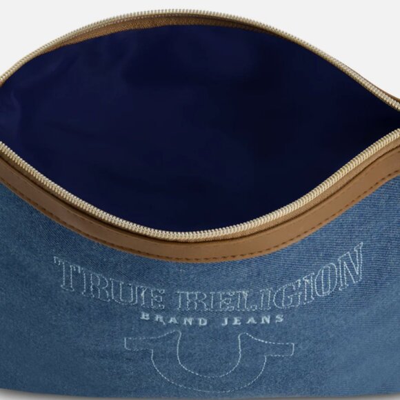 TRUE RELIGION Women's Cosmetic Toiletry Bag Blue Denim BRAND-NEW w/tags - Picture 2 of 12